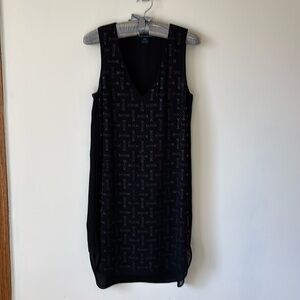 Silk sheath dress with tonal stud details